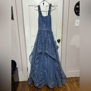 JJ's House Blue Lace Prom Dress